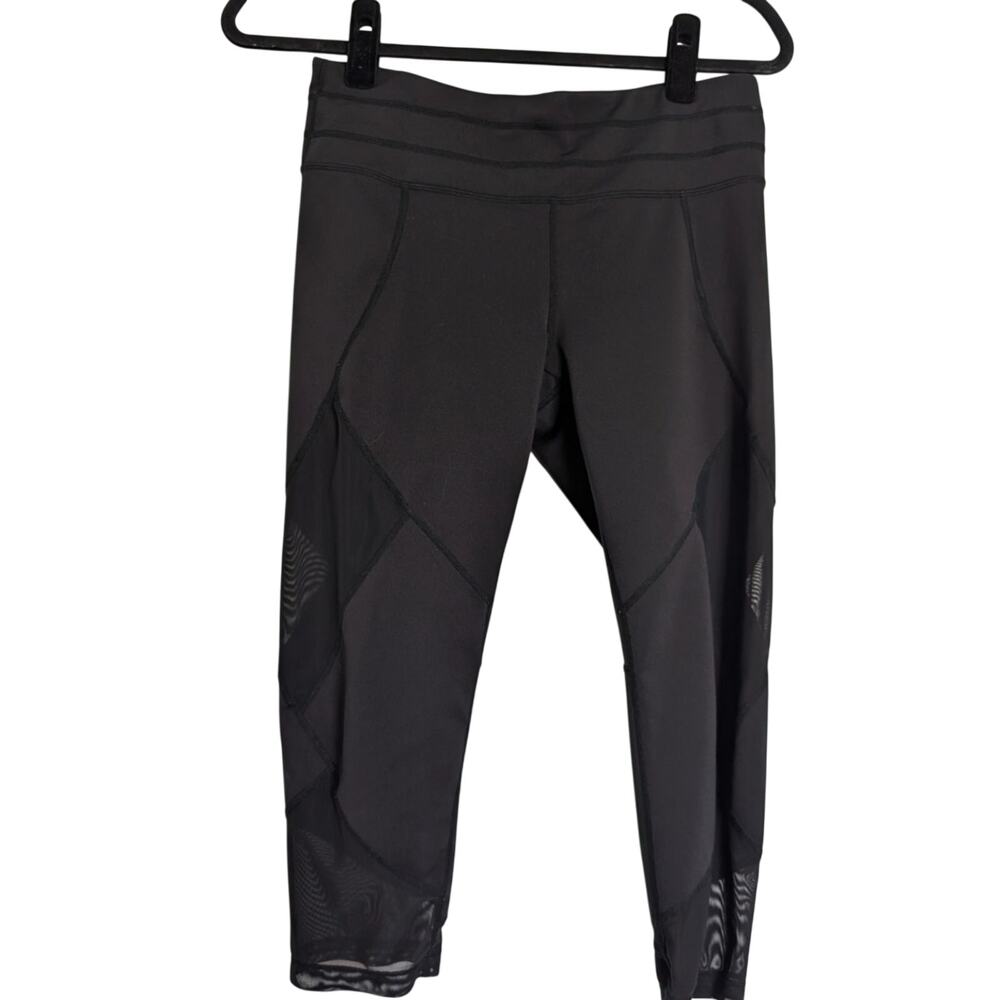 Athleta Medium Capri Black Yoga Mesh Skinny Athletic Workout Pants